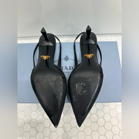 Prada Rete Nylon Mesh Slingback Pumps 36.5 6.5 EUC - Picture 4 of 5
